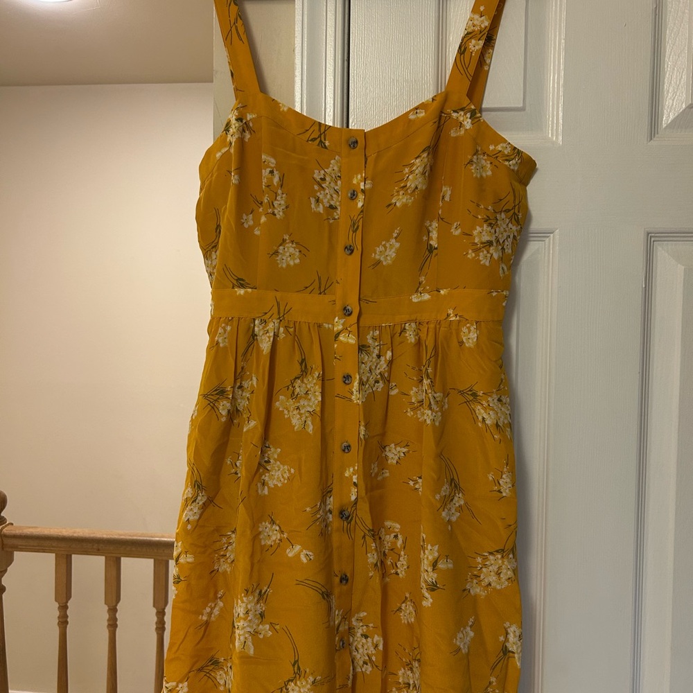 Madewell Mustard Floral Midi Dress